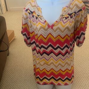 Diane Von Furstenberg Multicolor Chevron Blouse
